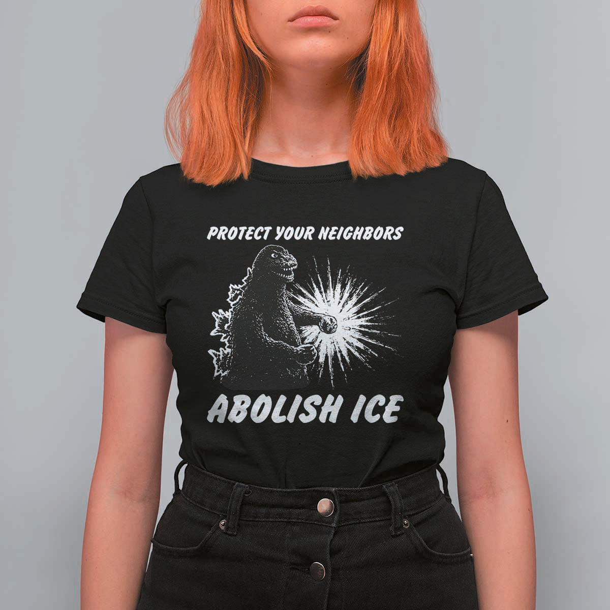 Protect Your Neighbors Abolish Ice T Shirt For Women Monster Resitance Protest Graphic