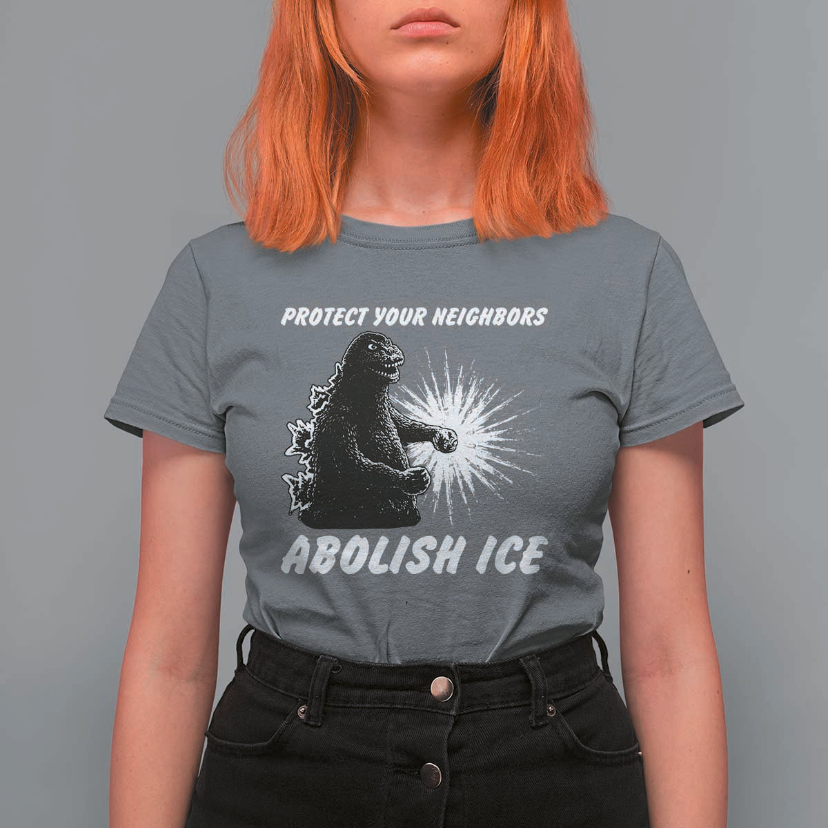 Protect Your Neighbors Abolish Ice T Shirt For Women Monster Resitance Protest Graphic