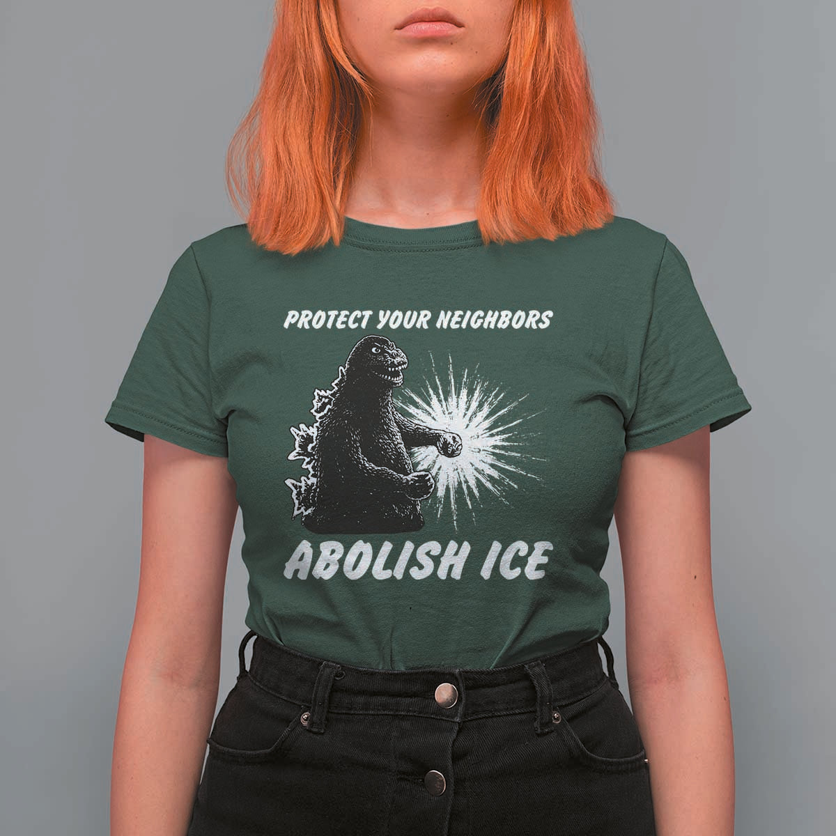 Protect Your Neighbors Abolish Ice T Shirt For Women Monster Resitance Protest Graphic