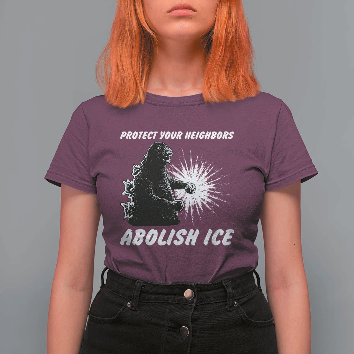 Protect Your Neighbors Abolish Ice T Shirt For Women Monster Resitance Protest Graphic