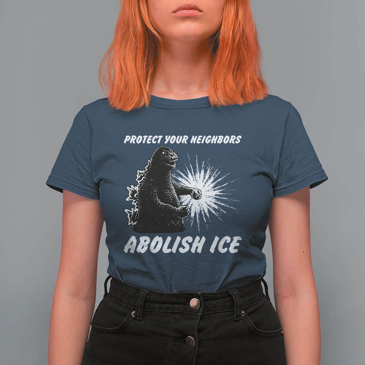 Protect Your Neighbors Abolish Ice T Shirt For Women Monster Resitance Protest Graphic