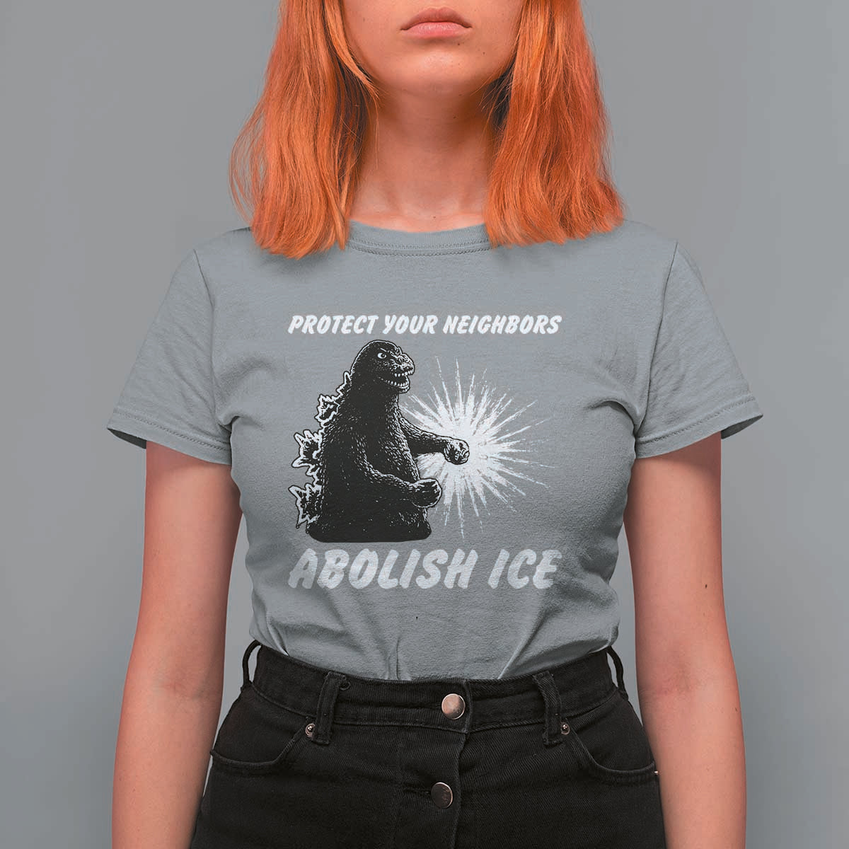 Protect Your Neighbors Abolish Ice T Shirt For Women Monster Resitance Protest Graphic