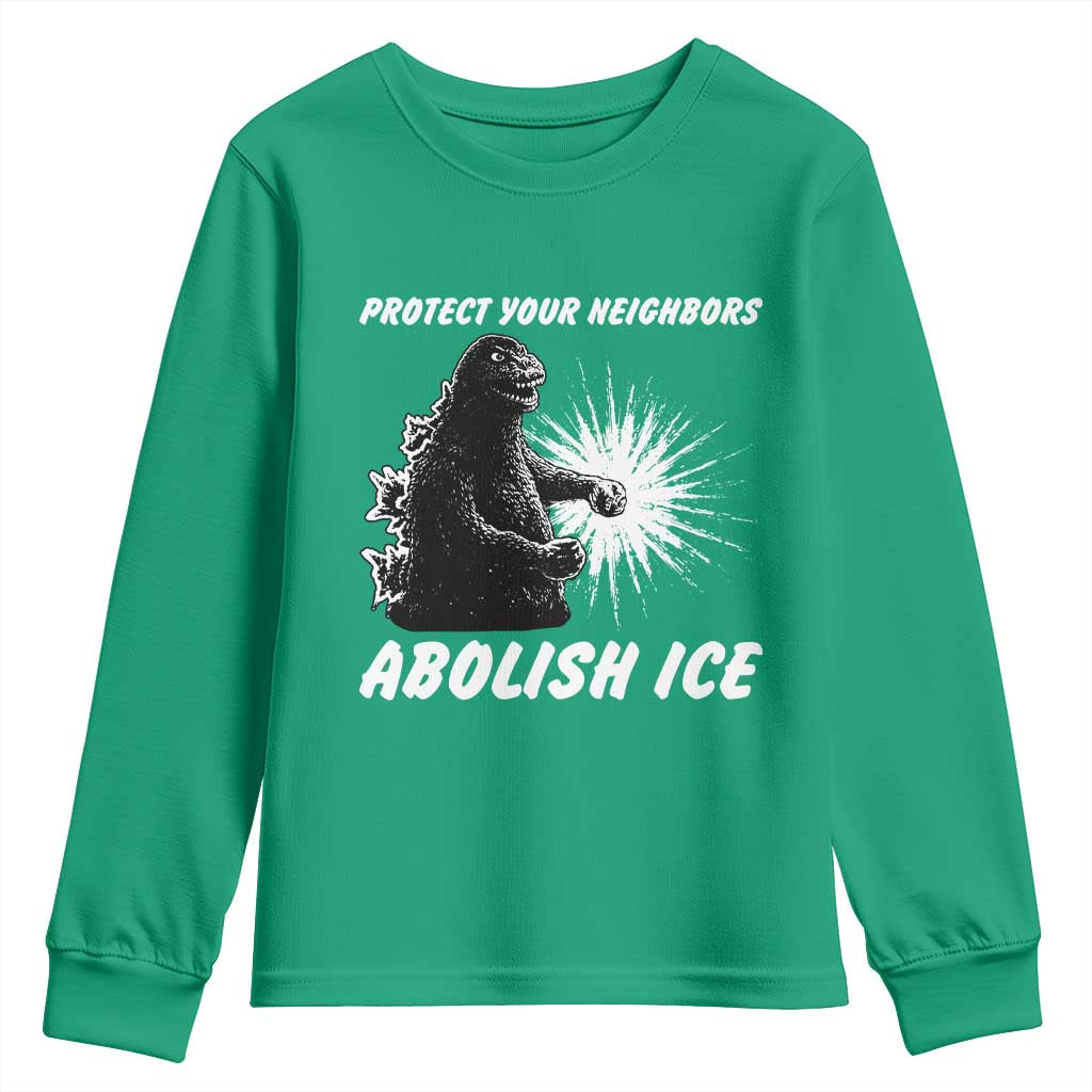 Protect Your Neighbors Abolish Ice Youth Sweatshirt Monster Resitance Protest Graphic