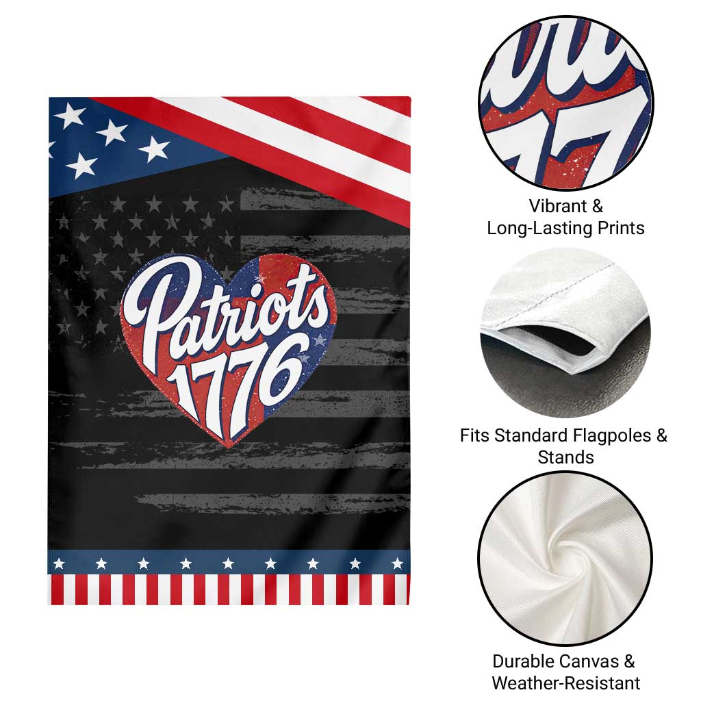 Patriots 1776 Red and Blue Heart Garden Flag Classic Patriotic Sports Fan Style
