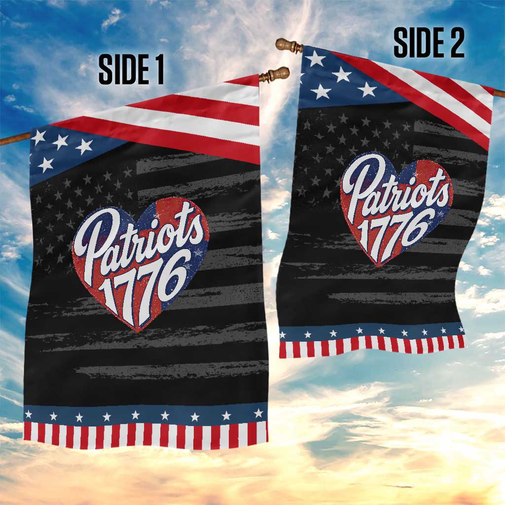 Patriots 1776 Red and Blue Heart Garden Flag Classic Patriotic Sports Fan Style