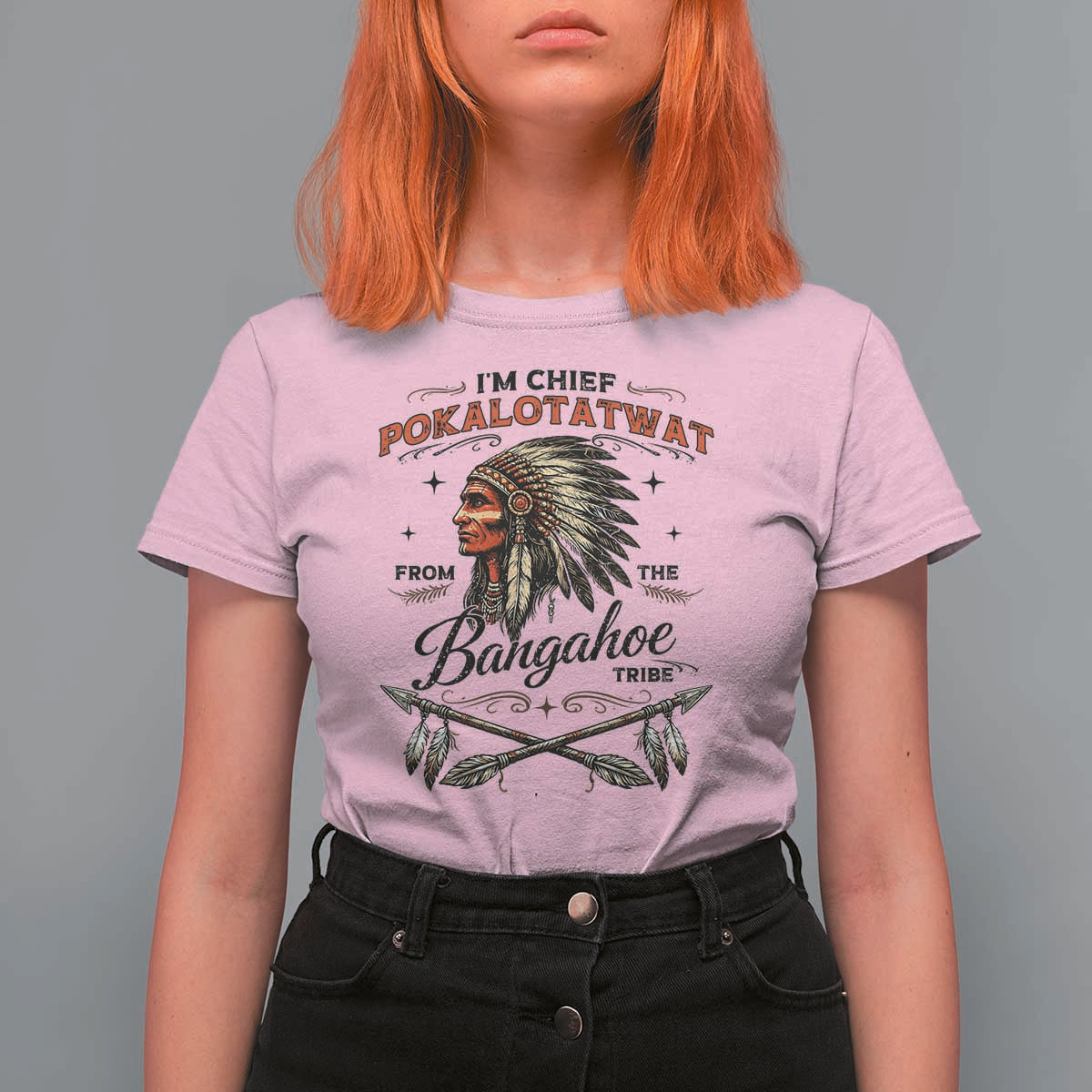 Funny I'm Chief Pokalotatwat from The Tribe T Shirt For Women Indigenous Native American Vintage Headdress