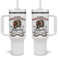 Funny I'm Chief Pokalotatwat from The Tribe Tumbler With Handle Indigenous Native American Vintage Headdress