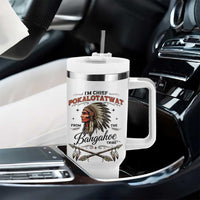 Funny I'm Chief Pokalotatwat from The Tribe Tumbler With Handle Indigenous Native American Vintage Headdress