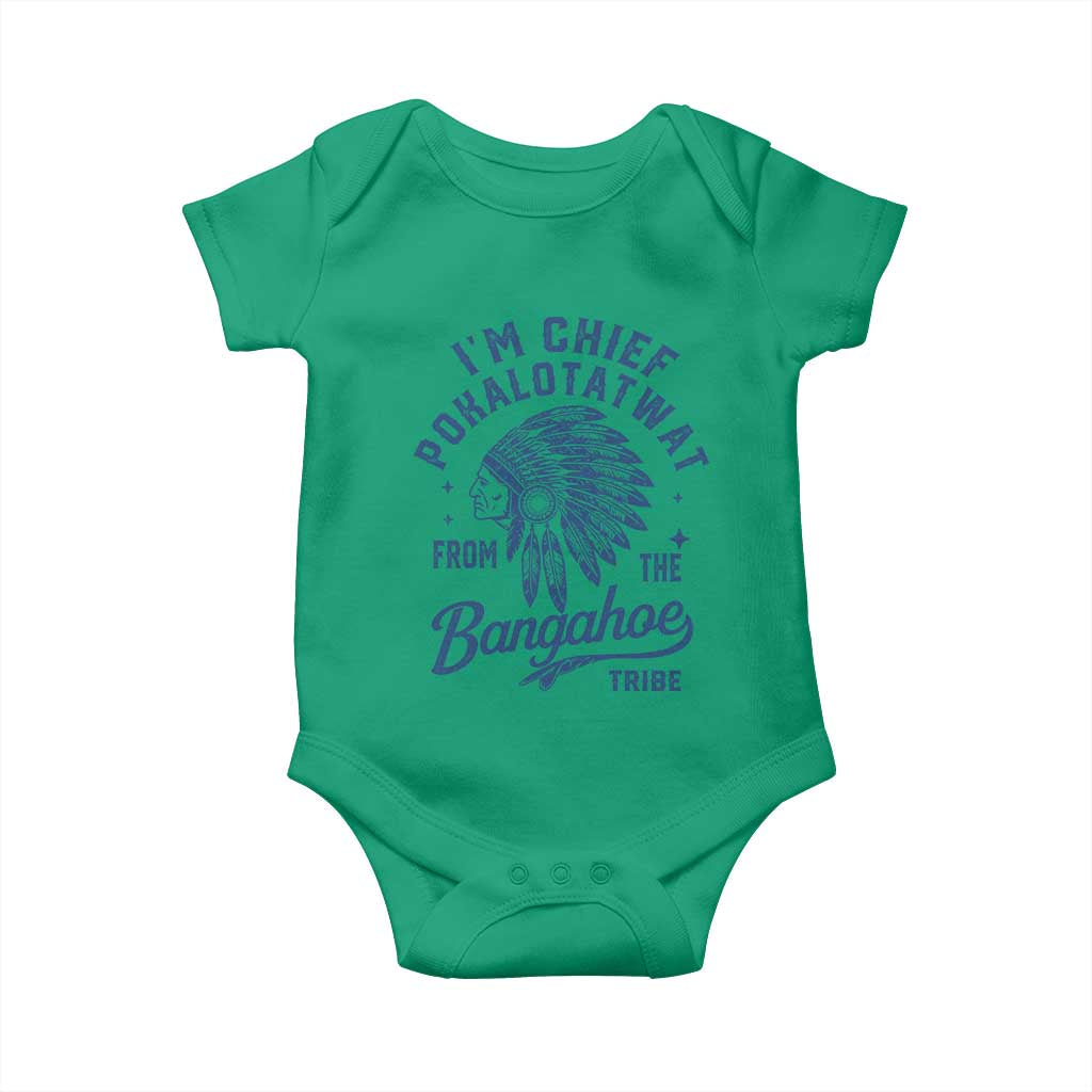 Funny I'm Chief Pokalotatwat from The Tribe Baby Onesie Indigenous Native American Headdress