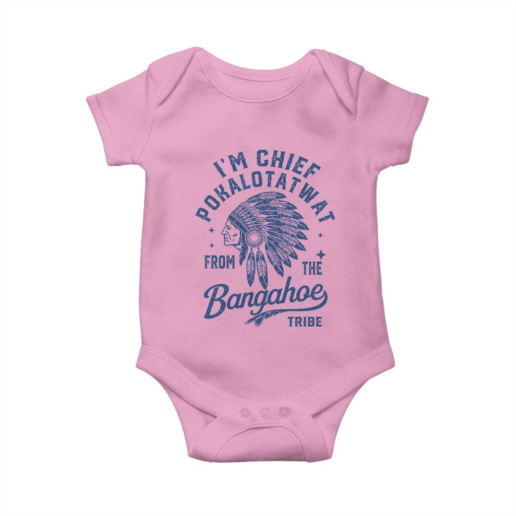 Funny I'm Chief Pokalotatwat from The Tribe Baby Onesie Indigenous Native American Headdress