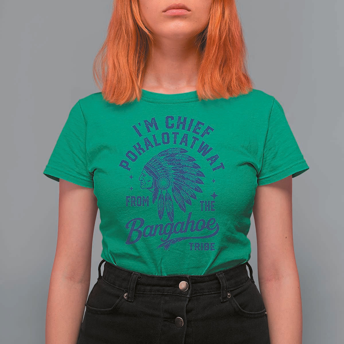 Funny I'm Chief Pokalotatwat from The Tribe T Shirt For Women Indigenous Native American Headdress