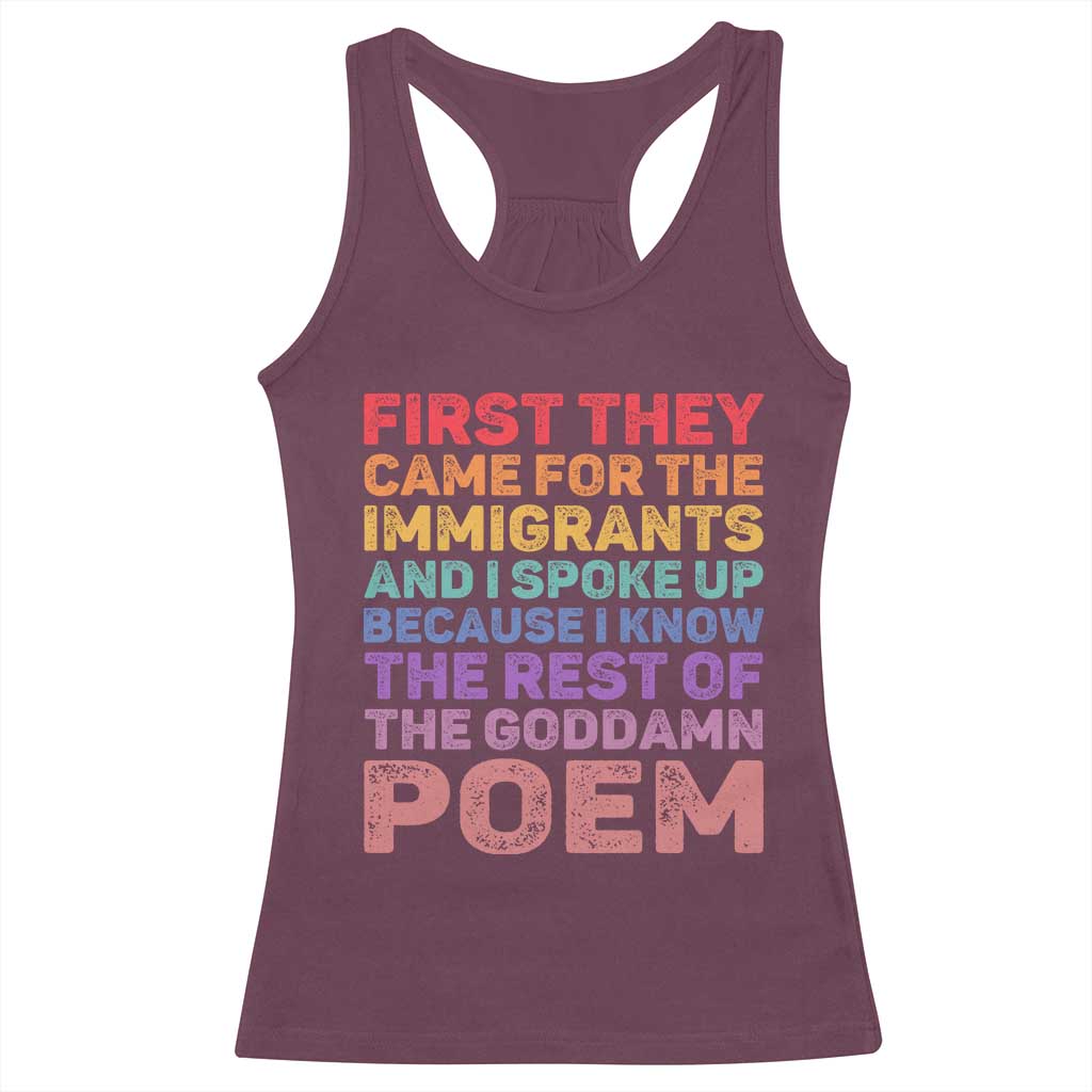 First They Came for The Immigrants Racerback Tank Top