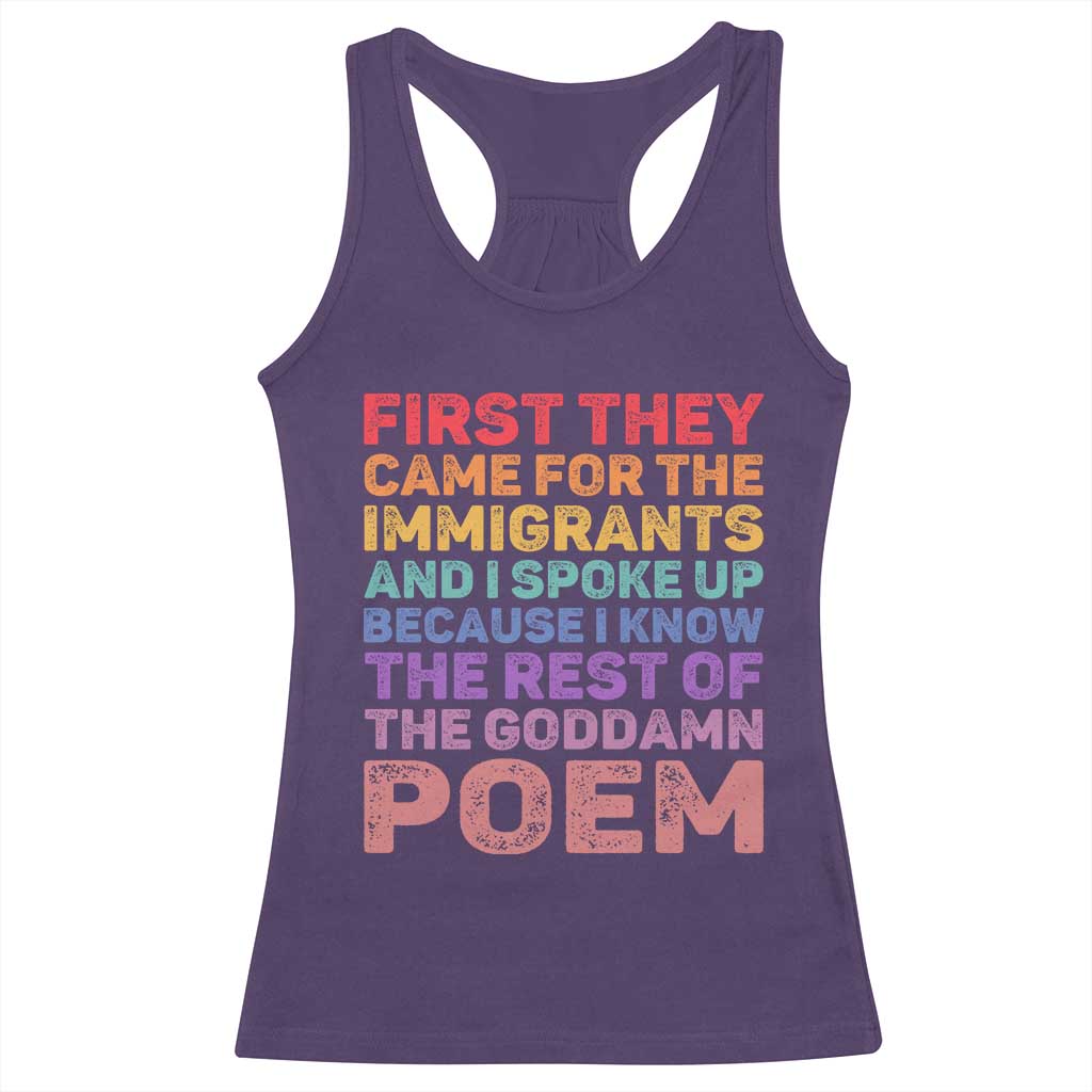 First They Came for The Immigrants Racerback Tank Top