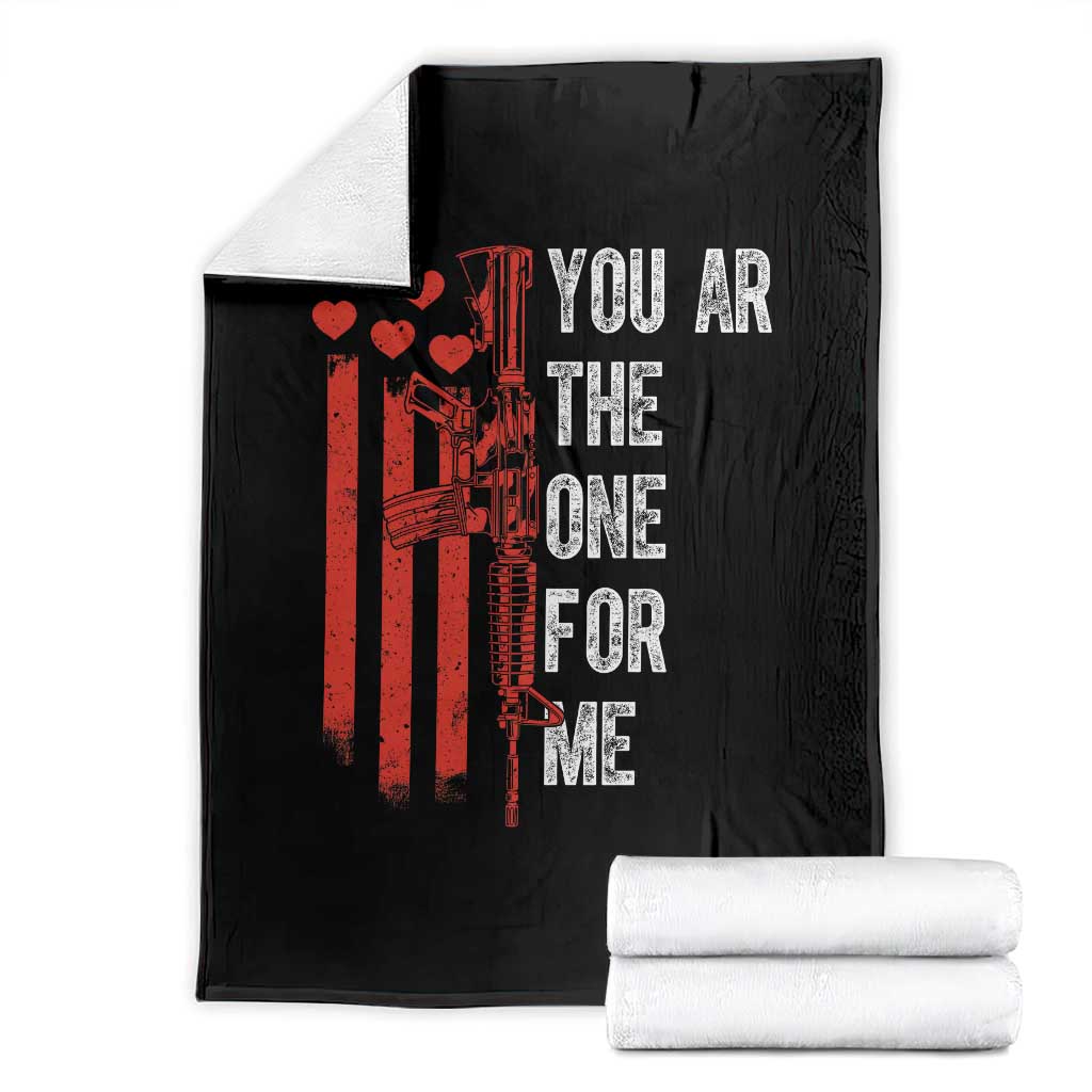 You AR The One for Me Throw Blanket Patriotic Valentine Gun Romantic Rifle and Flag