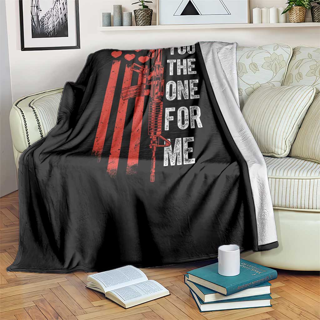 You AR The One for Me Throw Blanket Patriotic Valentine Gun Romantic Rifle and Flag