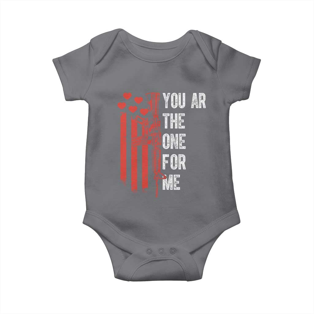 You AR The One for Me Baby Onesie Patriotic Valentine Gun Romantic Rifle and Flag
