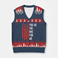You AR The One for Me V-Neck Knit Sweater Vest Patriotic Valentine Gun Romantic Rifle and Flag
