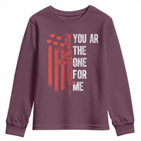 You AR The One for Me Youth Sweatshirt Patriotic Valentine Gun Romantic Rifle and Flag