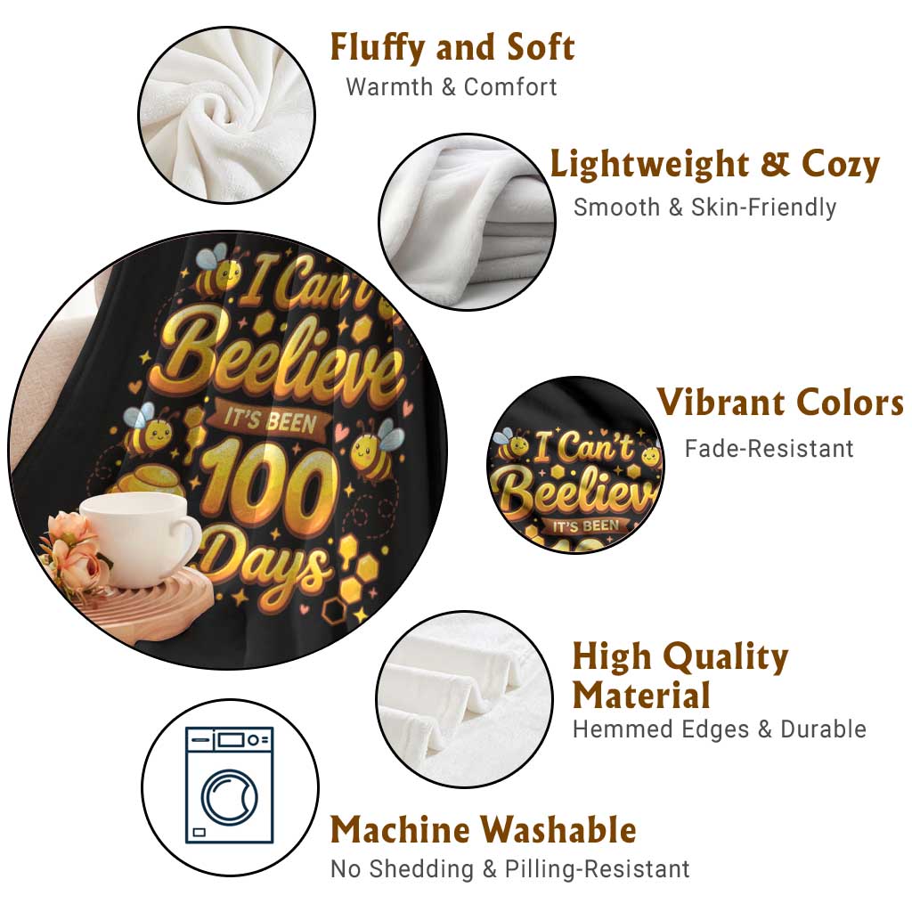 I Can't Believe It's Been 100 Days of School Cute Bee Throw Blanket