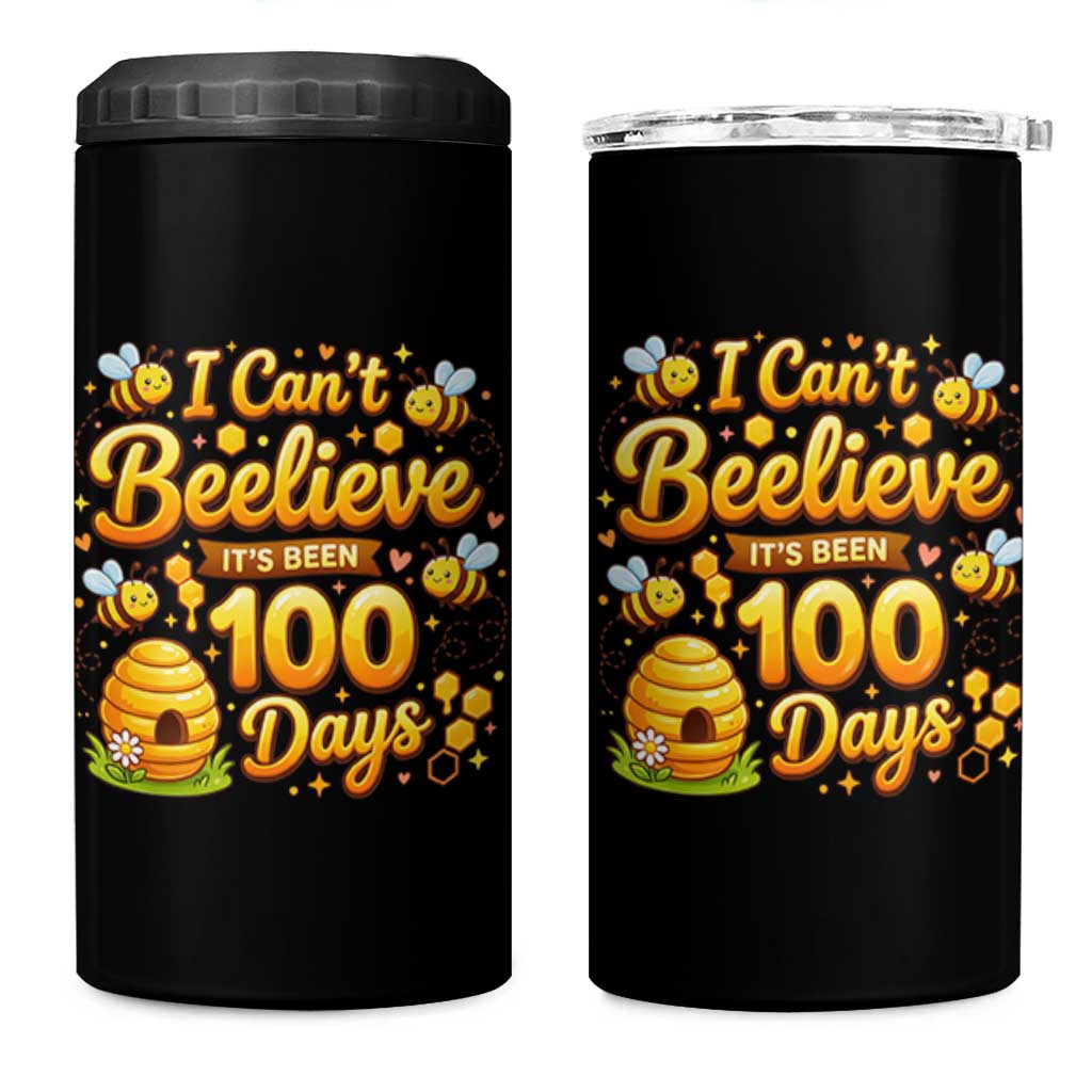 I Can't Believe It's Been 100 Days of School Cute Bee 4 in 1 Can Cooler Tumbler