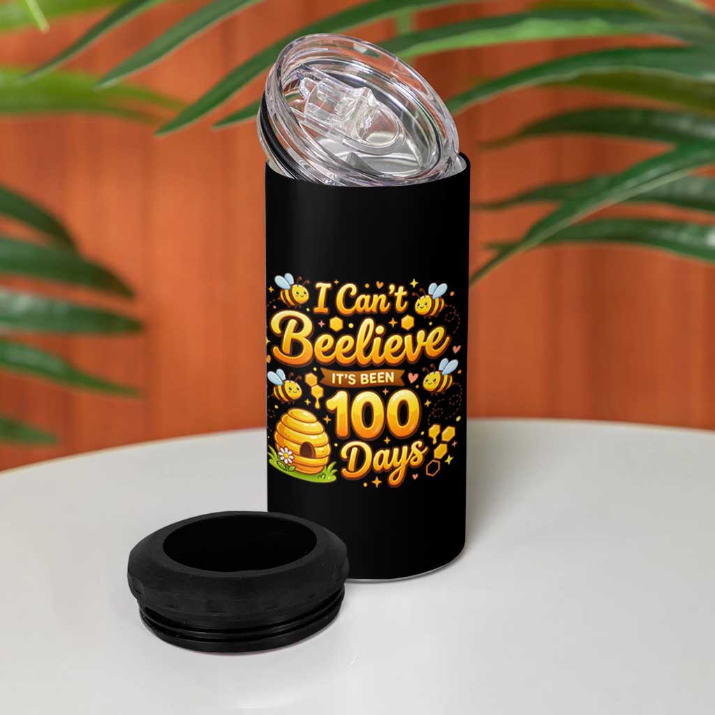 I Can't Believe It's Been 100 Days of School Cute Bee 4 in 1 Can Cooler Tumbler