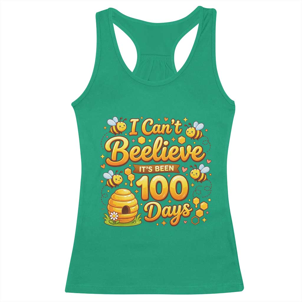 I Can't Believe It's Been 100 Days of School Cute Bee Racerback Tank Top