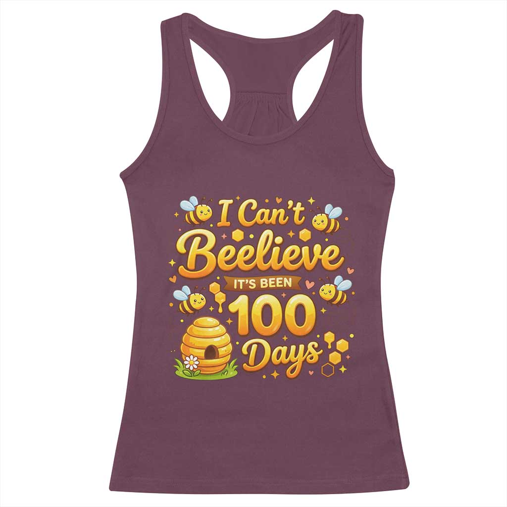 I Can't Believe It's Been 100 Days of School Cute Bee Racerback Tank Top