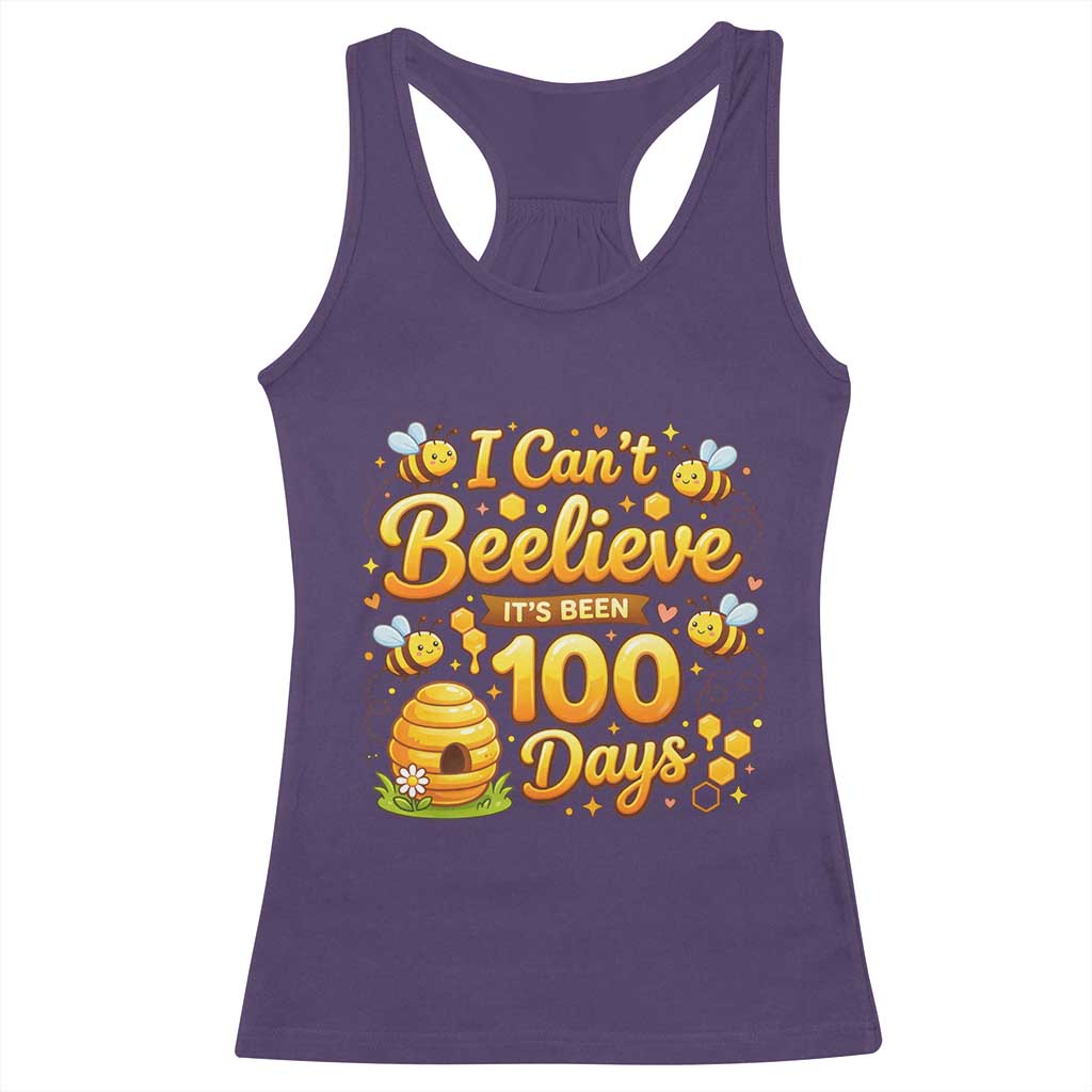 I Can't Believe It's Been 100 Days of School Cute Bee Racerback Tank Top