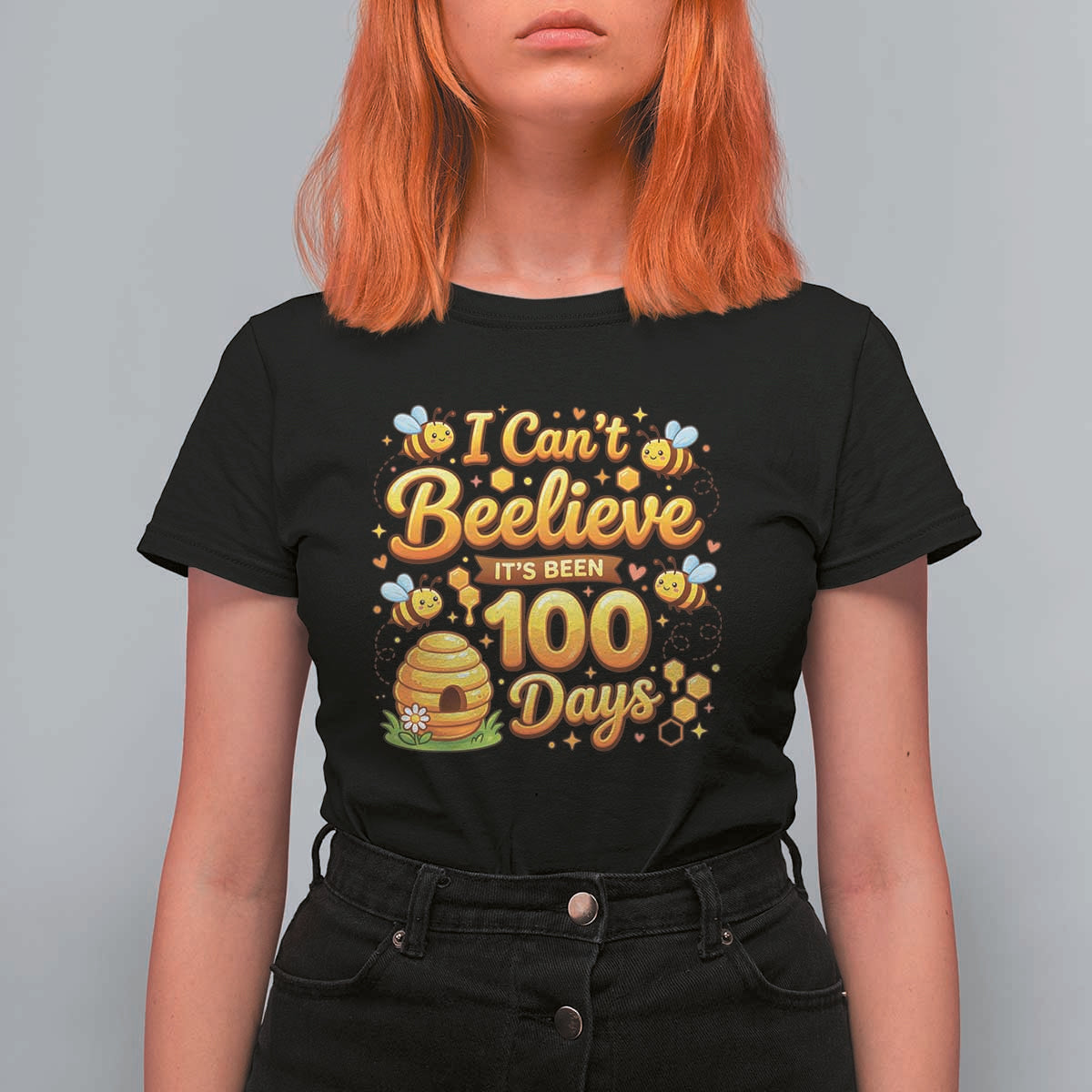 I Can't Believe It's Been 100 Days of School Cute Bee T Shirt For Women