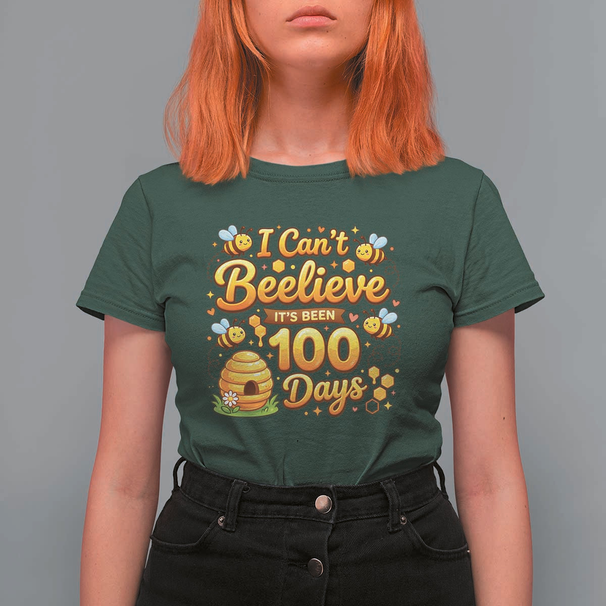 I Can't Believe It's Been 100 Days of School Cute Bee T Shirt For Women