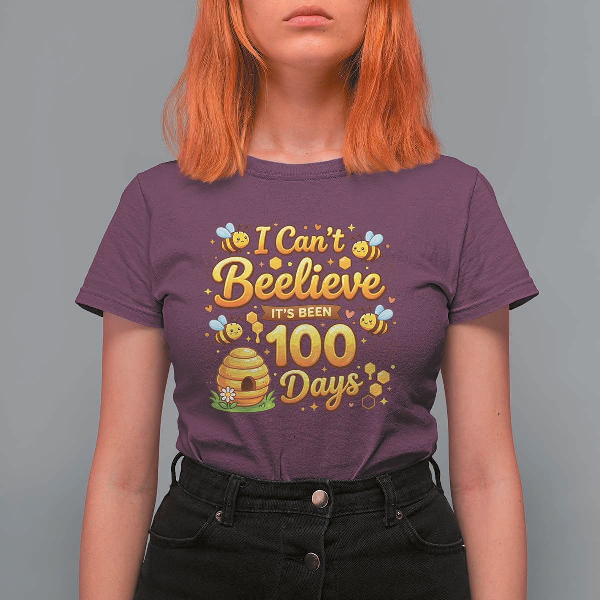 I Can't Believe It's Been 100 Days of School Cute Bee T Shirt For Women