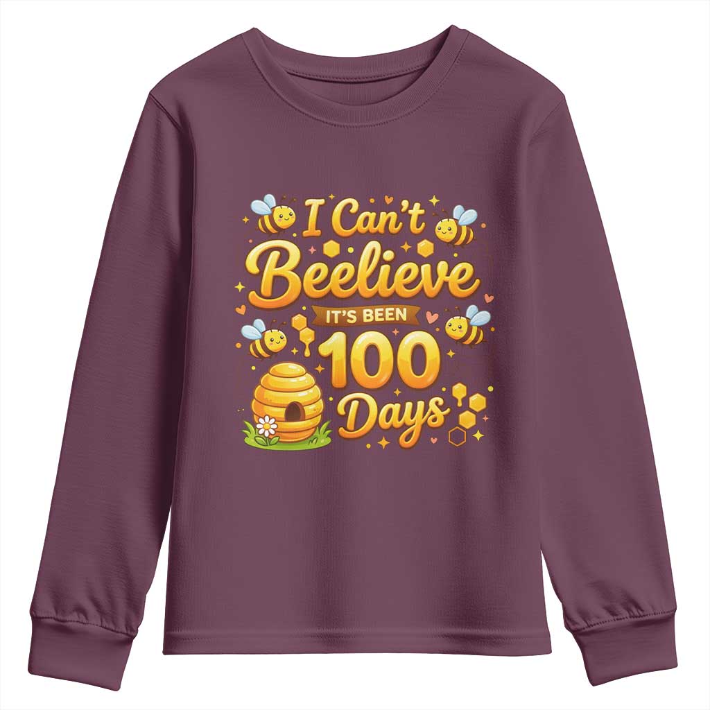 I Can't Believe It's Been 100 Days of School Cute Bee Youth Sweatshirt