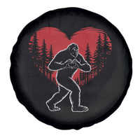Funny Valentine Bigfoot in Love Heart Hand Sign Spare Tire Cover Romantic Sasquatch in Forest Valentines Day