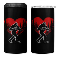 Funny Valentine Bigfoot in Love Heart Hand Sign 4 in 1 Can Cooler Tumbler Romantic Sasquatch in Forest Valentines Day