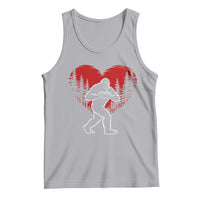 Funny Valentine Bigfoot in Love Heart Hand Sign Tank Top Romantic Sasquatch in Forest Valentines Day