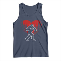 Funny Valentine Bigfoot in Love Heart Hand Sign Tank Top Romantic Sasquatch in Forest Valentines Day