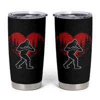 Funny Valentine Bigfoot in Love Heart Hand Sign Tumbler Cup Romantic Sasquatch in Forest Valentines Day