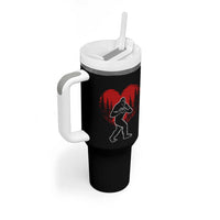 Funny Valentine Bigfoot in Love Heart Hand Sign Tumbler With Handle Romantic Sasquatch in Forest Valentines Day