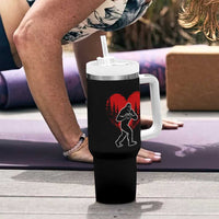 Funny Valentine Bigfoot in Love Heart Hand Sign Tumbler With Handle Romantic Sasquatch in Forest Valentines Day