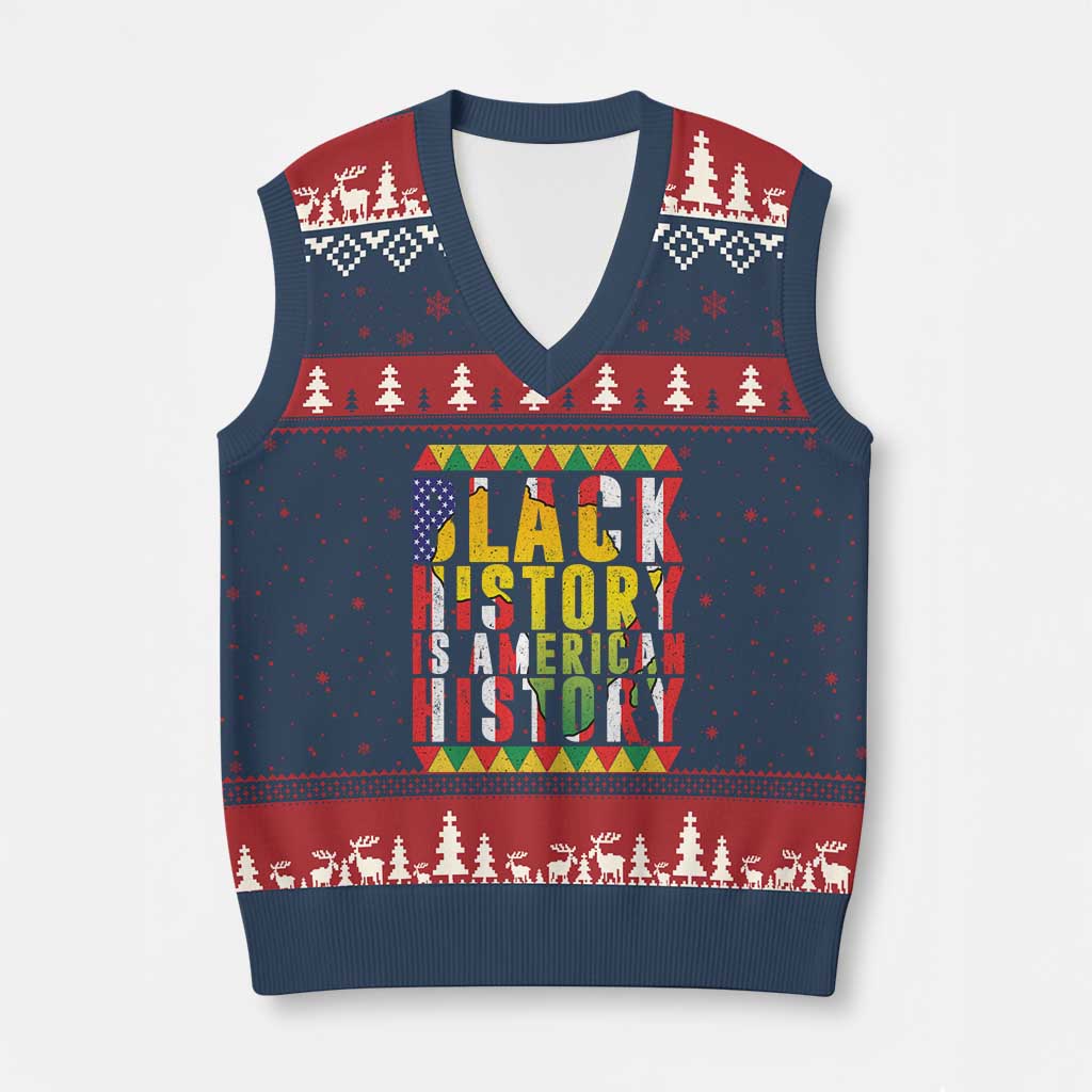 Black History is American History V-Neck Knit Sweater Vest Patriotic African Pride