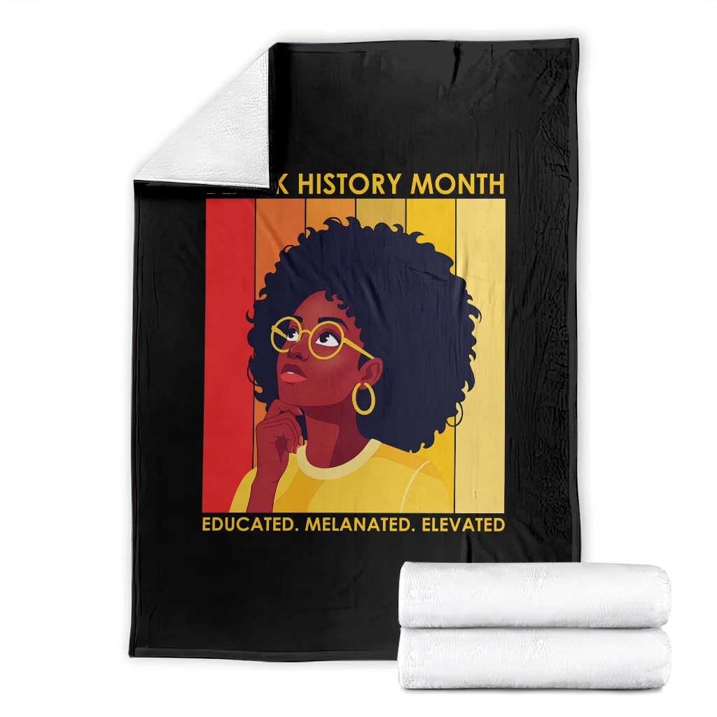 Black History Month Afro Woman Throw Blanket Educated Melanated Elevated African American Empowerment