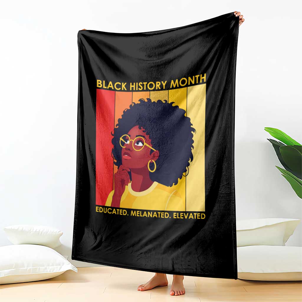 Black History Month Afro Woman Throw Blanket Educated Melanated Elevated African American Empowerment