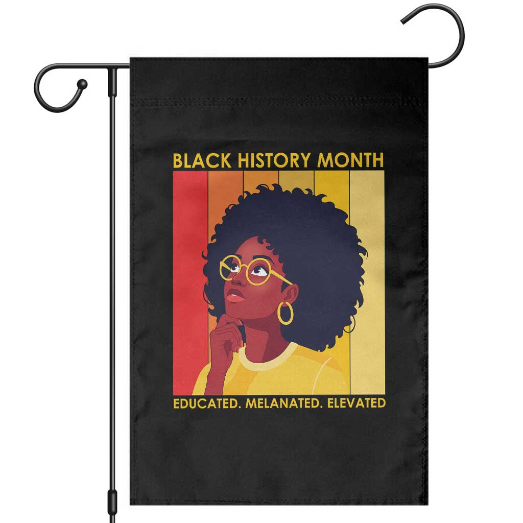 Black History Month Afro Woman Garden Flag Educated Melanated Elevated African American Empowerment