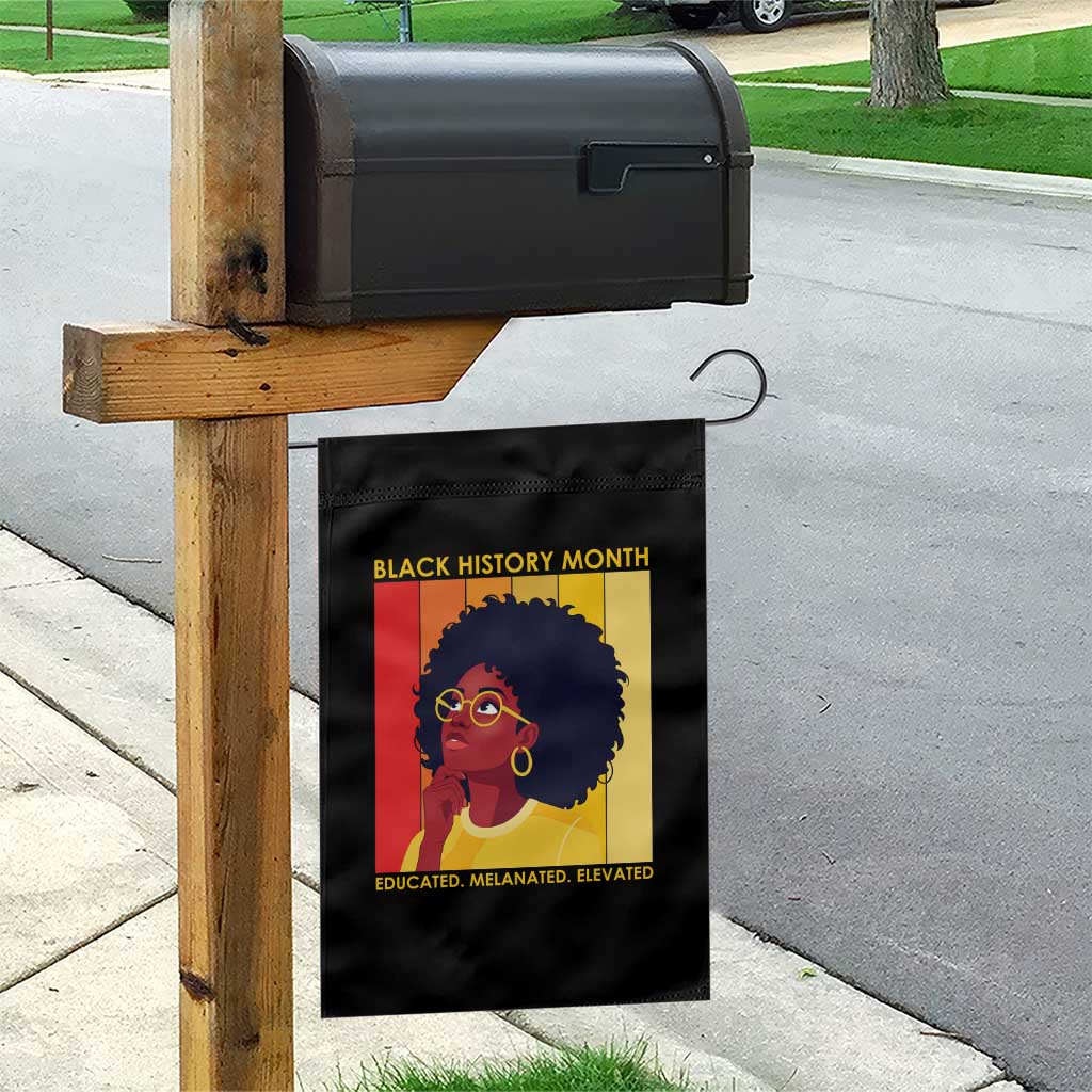 Black History Month Afro Woman Garden Flag Educated Melanated Elevated African American Empowerment