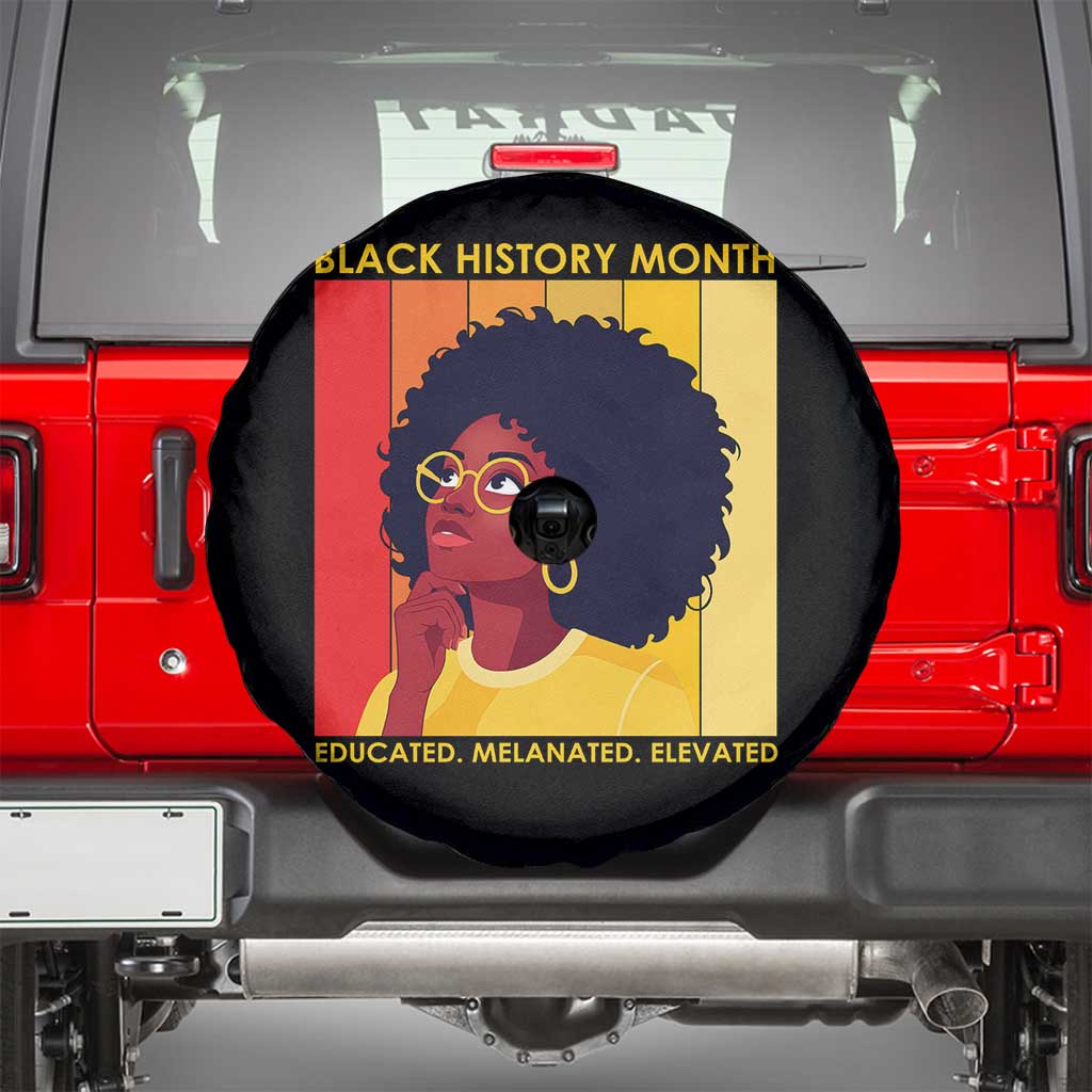 Black History Month Afro Woman Spare Tire Cover Educated Melanated Elevated African American Empowerment
