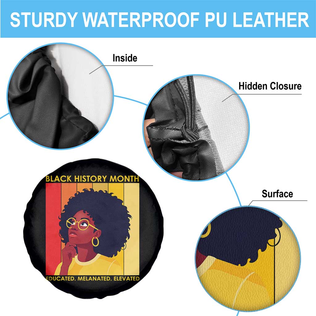 Black History Month Afro Woman Spare Tire Cover Educated Melanated Elevated African American Empowerment