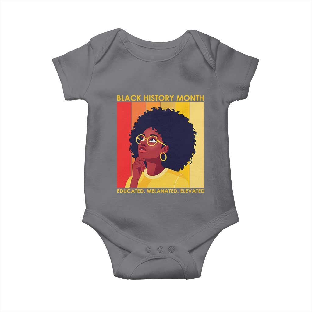 Black History Month Afro Woman Baby Onesie Educated Melanated Elevated African American Empowerment