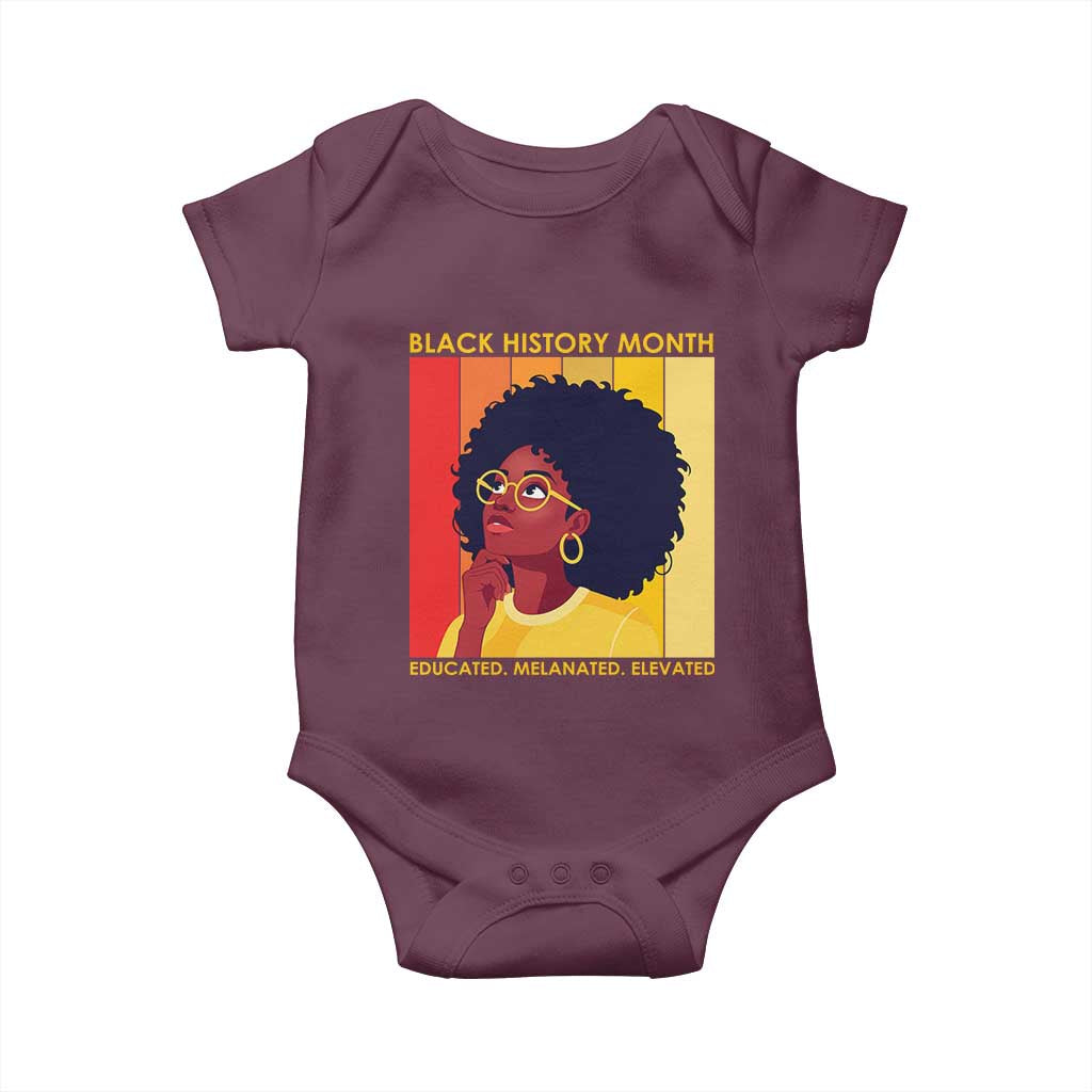 Black History Month Afro Woman Baby Onesie Educated Melanated Elevated African American Empowerment