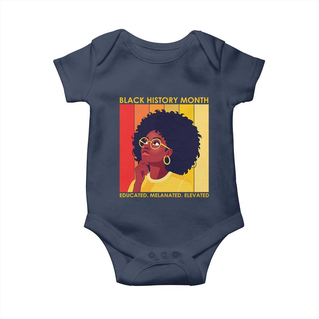Black History Month Afro Woman Baby Onesie Educated Melanated Elevated African American Empowerment