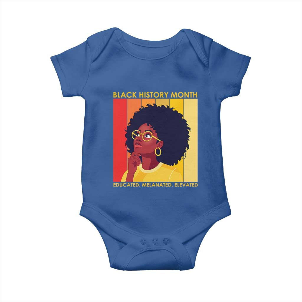 Black History Month Afro Woman Baby Onesie Educated Melanated Elevated African American Empowerment